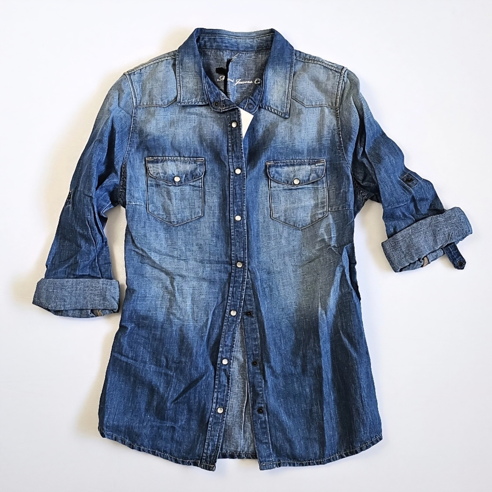 MAVI snap Button-Up Blue Shirt Top Womens Small